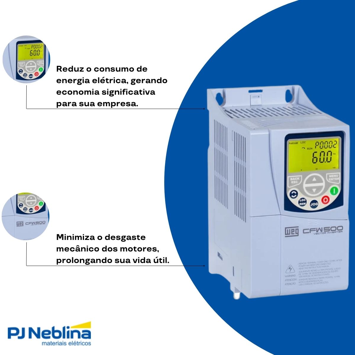 Inversor Frequência Trifásico 380-480V 50/60Hz 2,6A 1,1Kw - Weg
