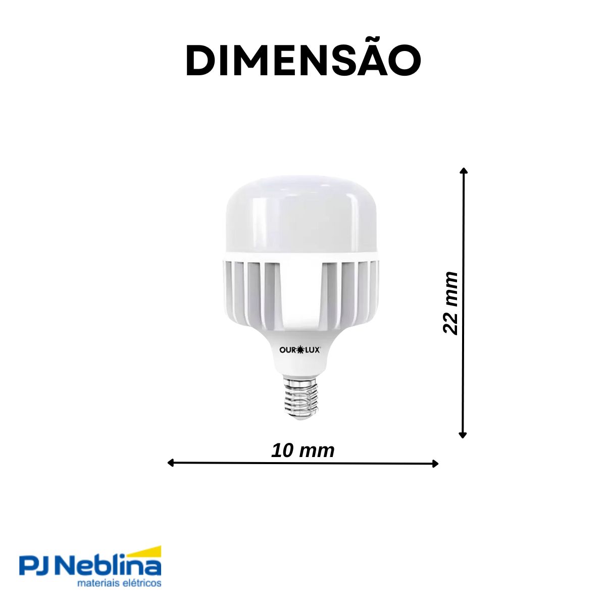 Lâmpada Led Bulbo Alta Potência T 65W Bivolt E40 6500K Branco Frio Luz Branca 5000Lm - Ourolux