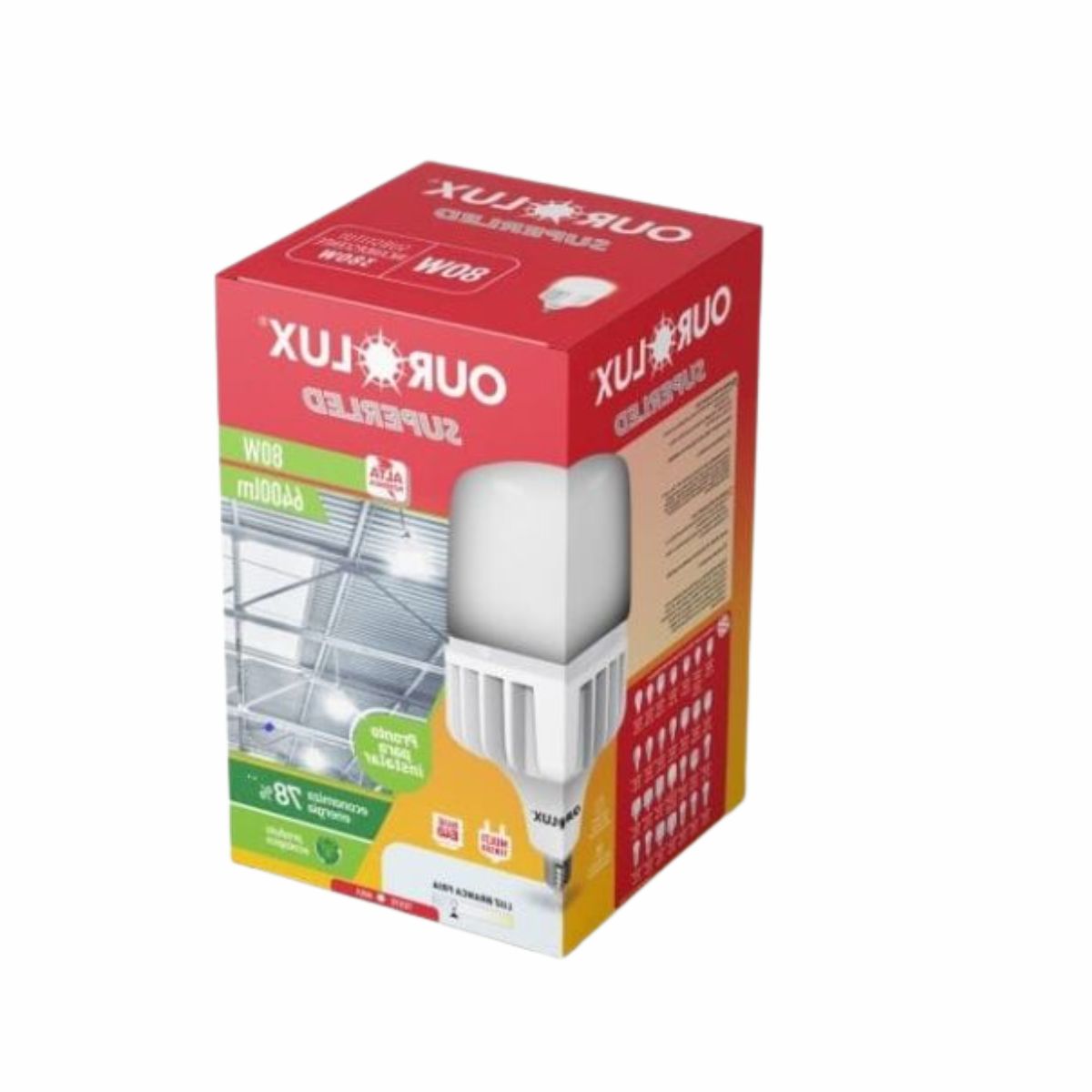 Lâmpada Led Bulbo Alta Potência T 80W Bivolt E40 6500K Luz Branca - Ourolux