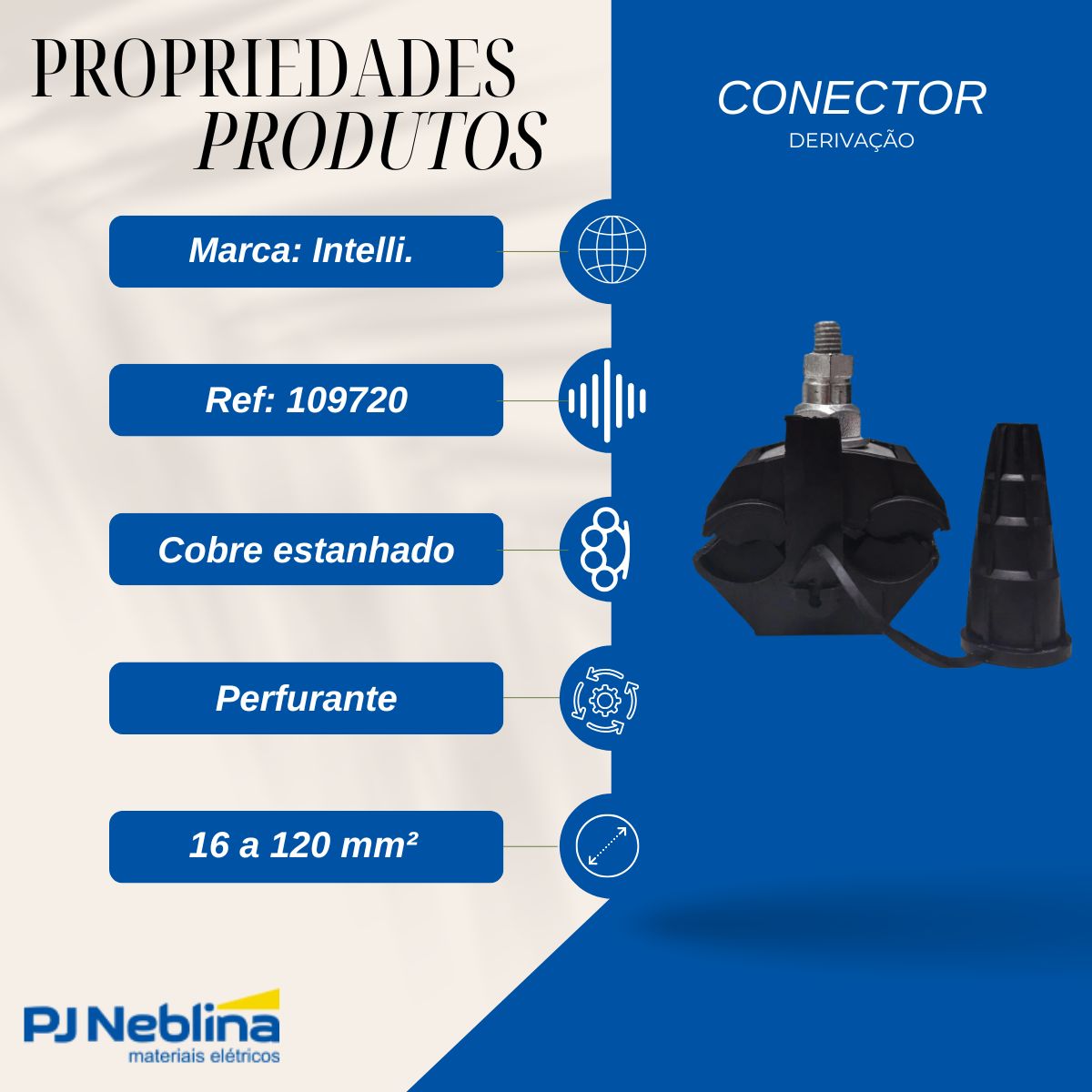 Conector Derivação Polímero Perfurante Princ 16-120Mm - Intelli