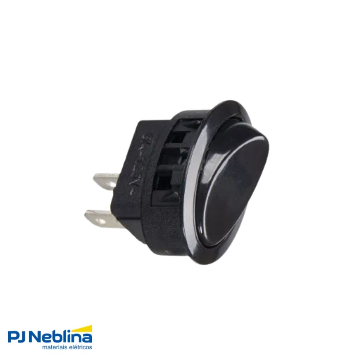 Interruptor Tecla Liga/Desliga Oval Moldura M16 3/6A 120/250Vca 1P Preto - Margirius
