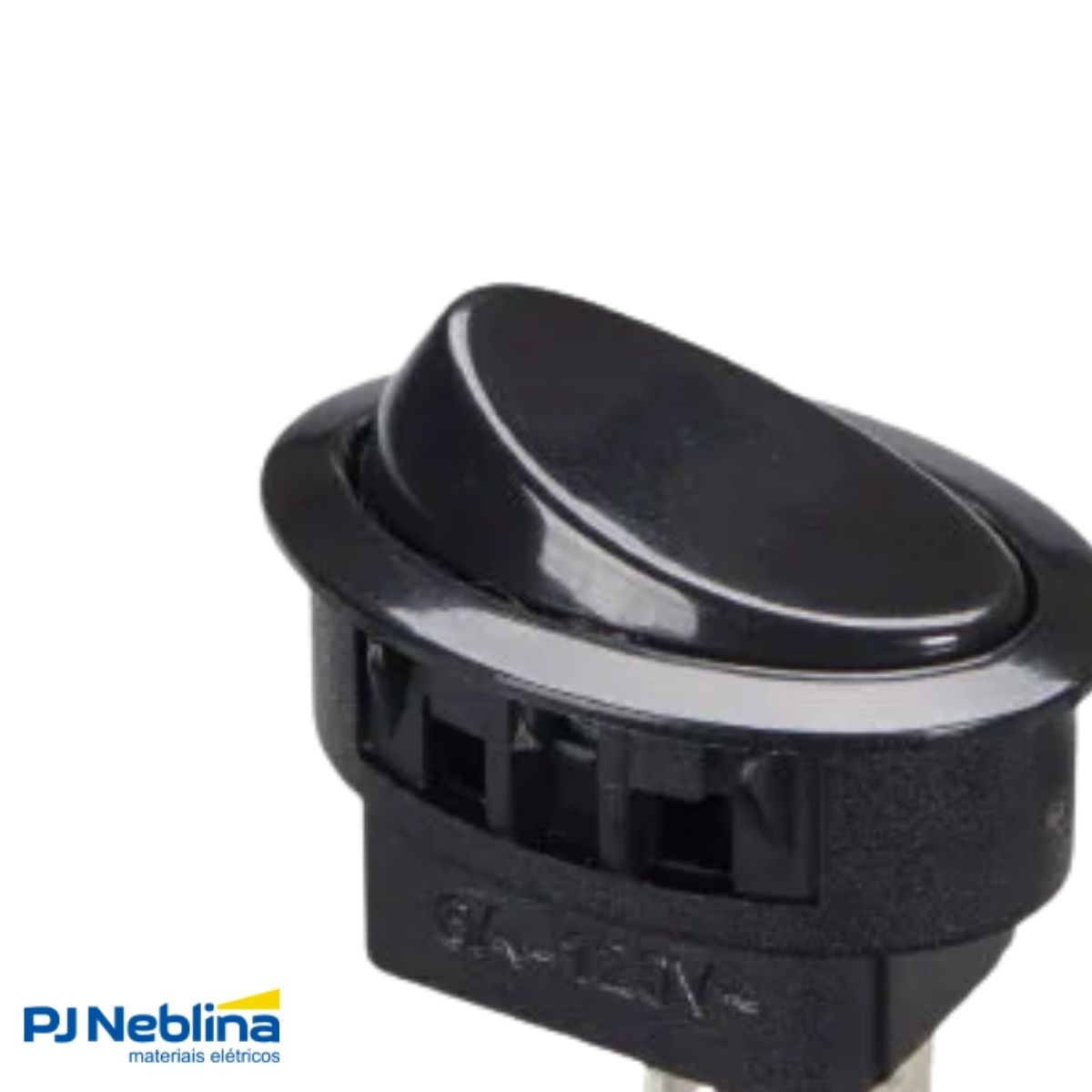 Interruptor Tecla Liga/Desliga Oval Moldura M16 3/6A 120/250Vca 1P Preto - Margirius