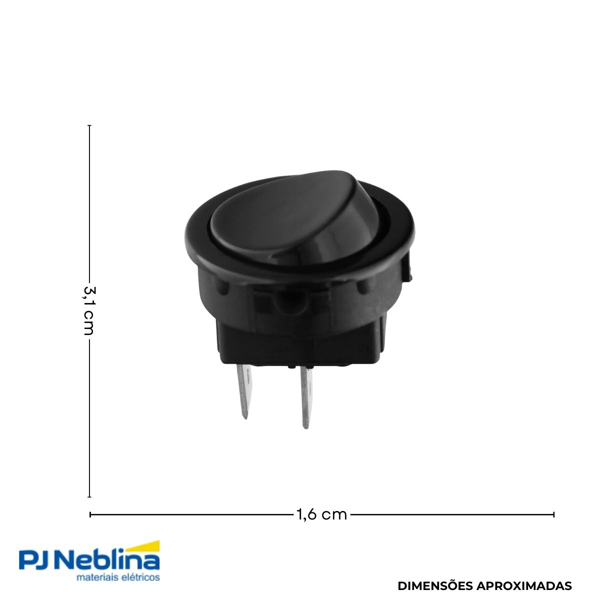 Interruptor Unip Liga / Desliga De Tecla Preto 6A Moldura M2 - Margirius