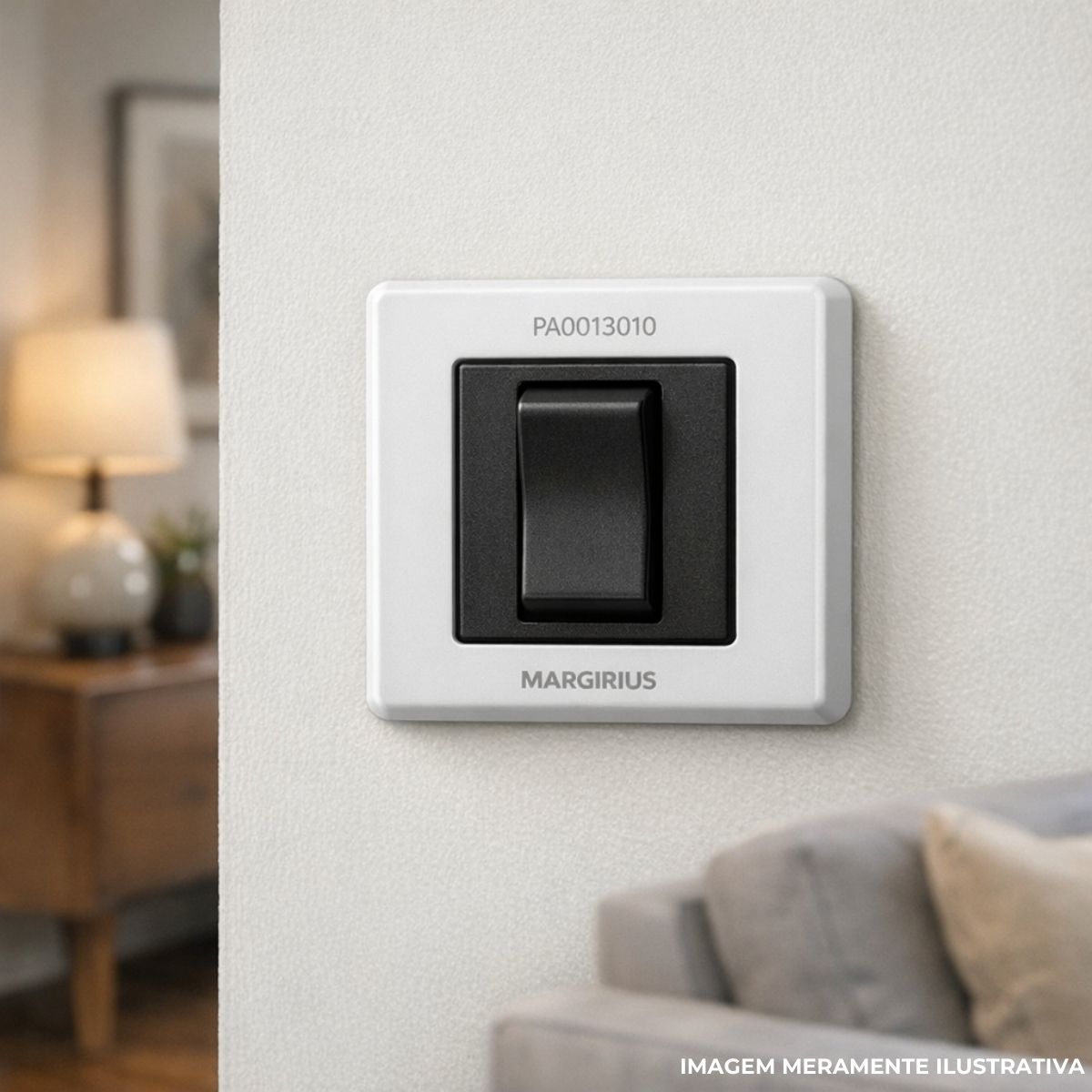 Interruptor Unip Liga / Desliga De Tecla Preto 6A Moldura M2 - Margirius