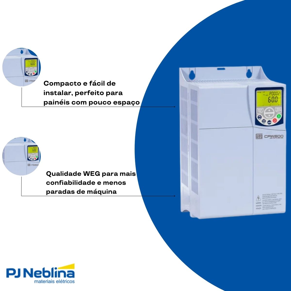 Inversor Frequência Trifásico 200-240V 50/60Hz 33A 9,2Kw C/Frenagem - Weg
