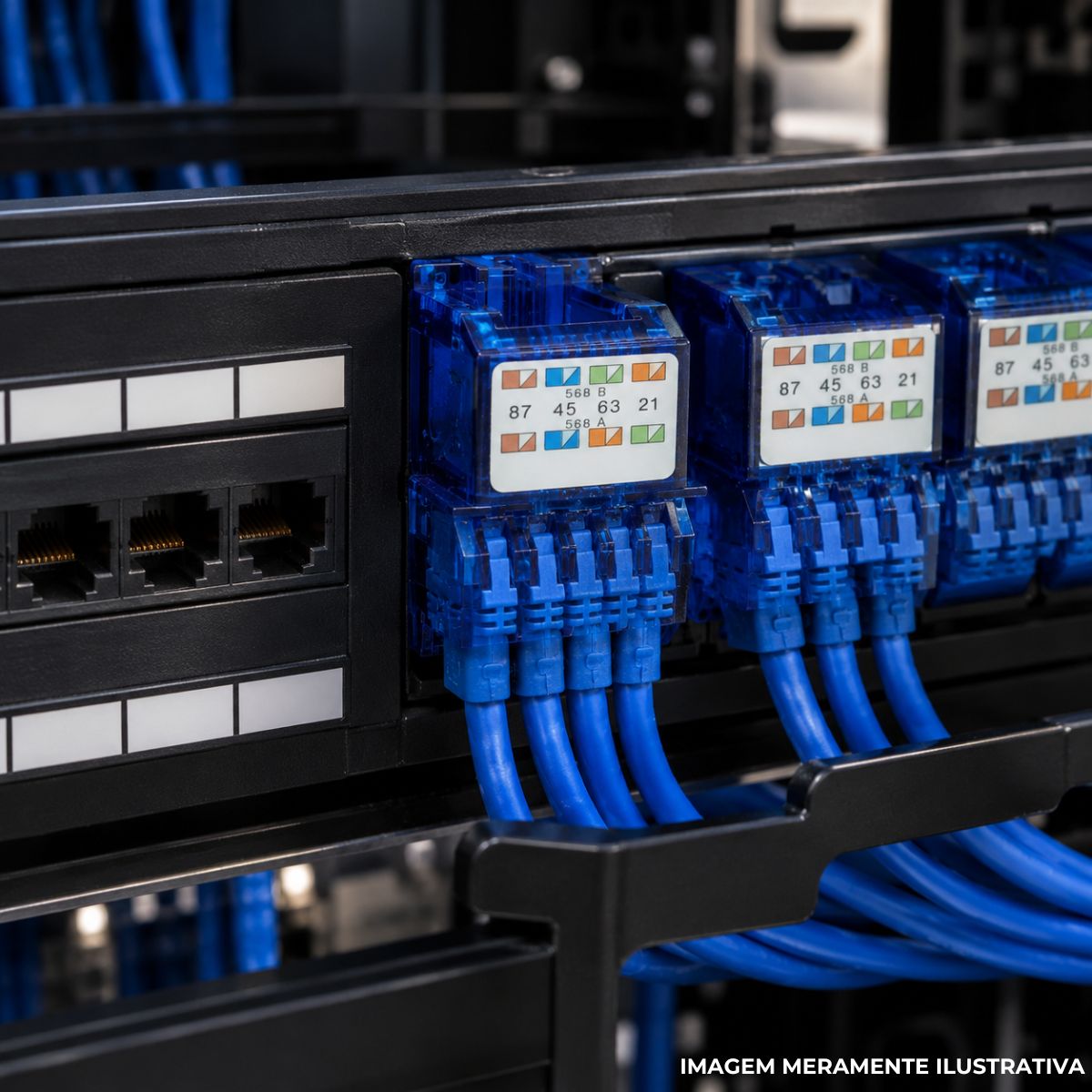 Conector Modular Rj45 Femea Cat6 8 Vias Azul - R&M