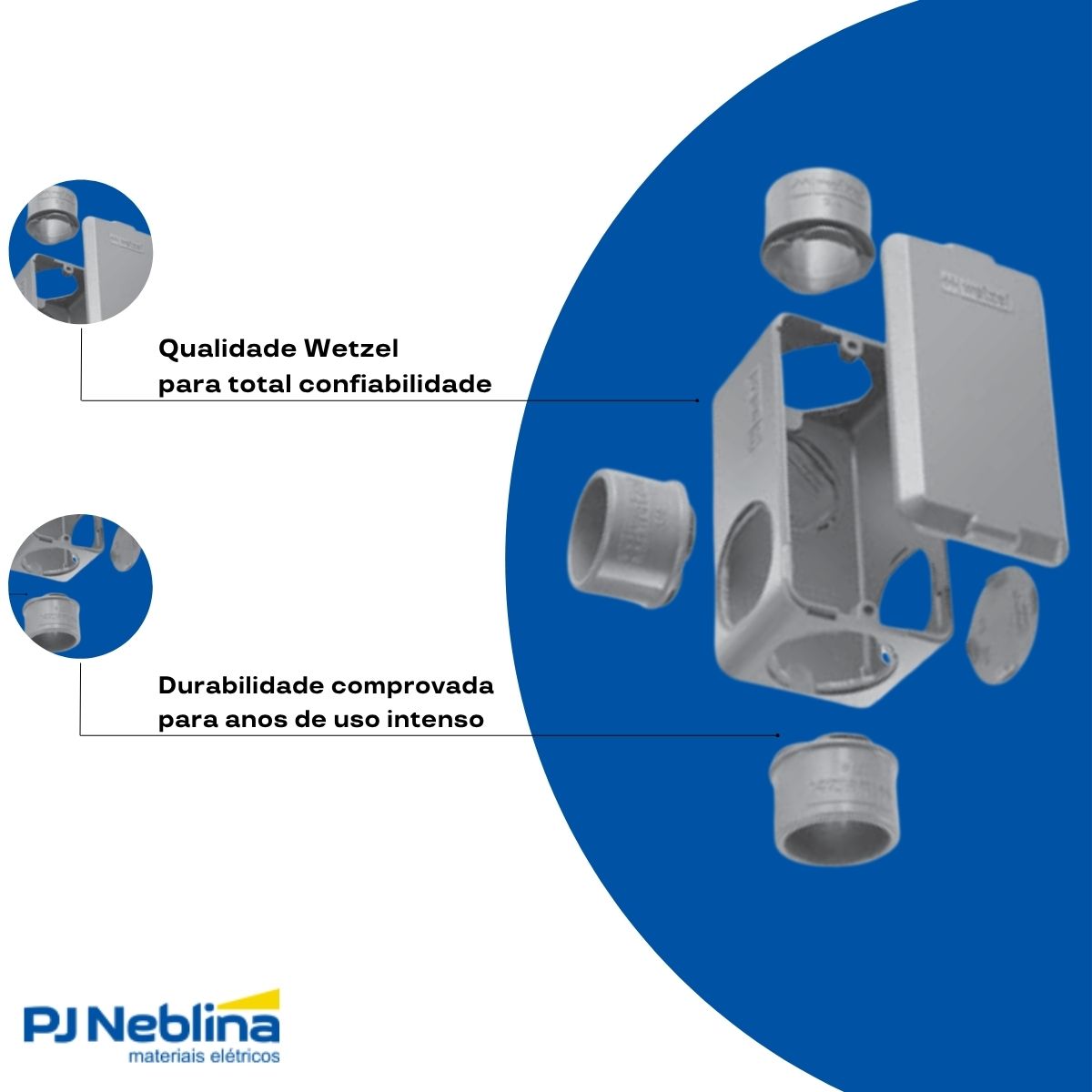 Condulete Pvc Múltiplo 3/4 Cinza C/2 Conector + 5 Tampões + 2 Interruptor Simples + 1 Tom 20A - Wetzel