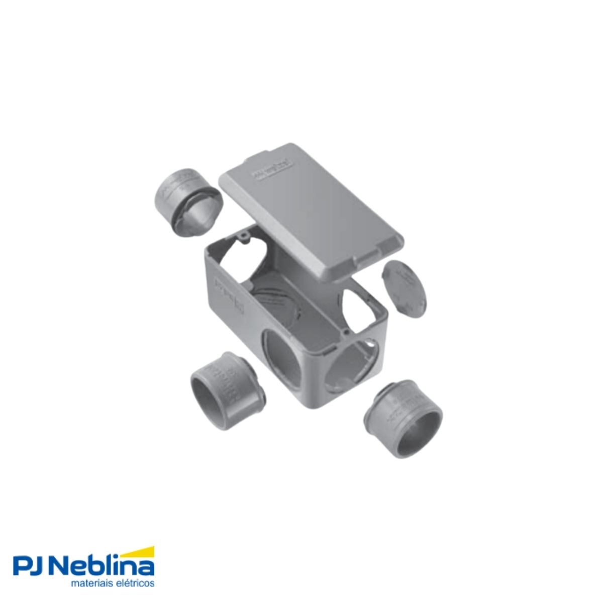 Condulete Pvc Múltiplo 3/4 Cinza C/2 Conector + 5 Tampões + 2 Interruptor Simples + 1 Tom 20A - Wetzel