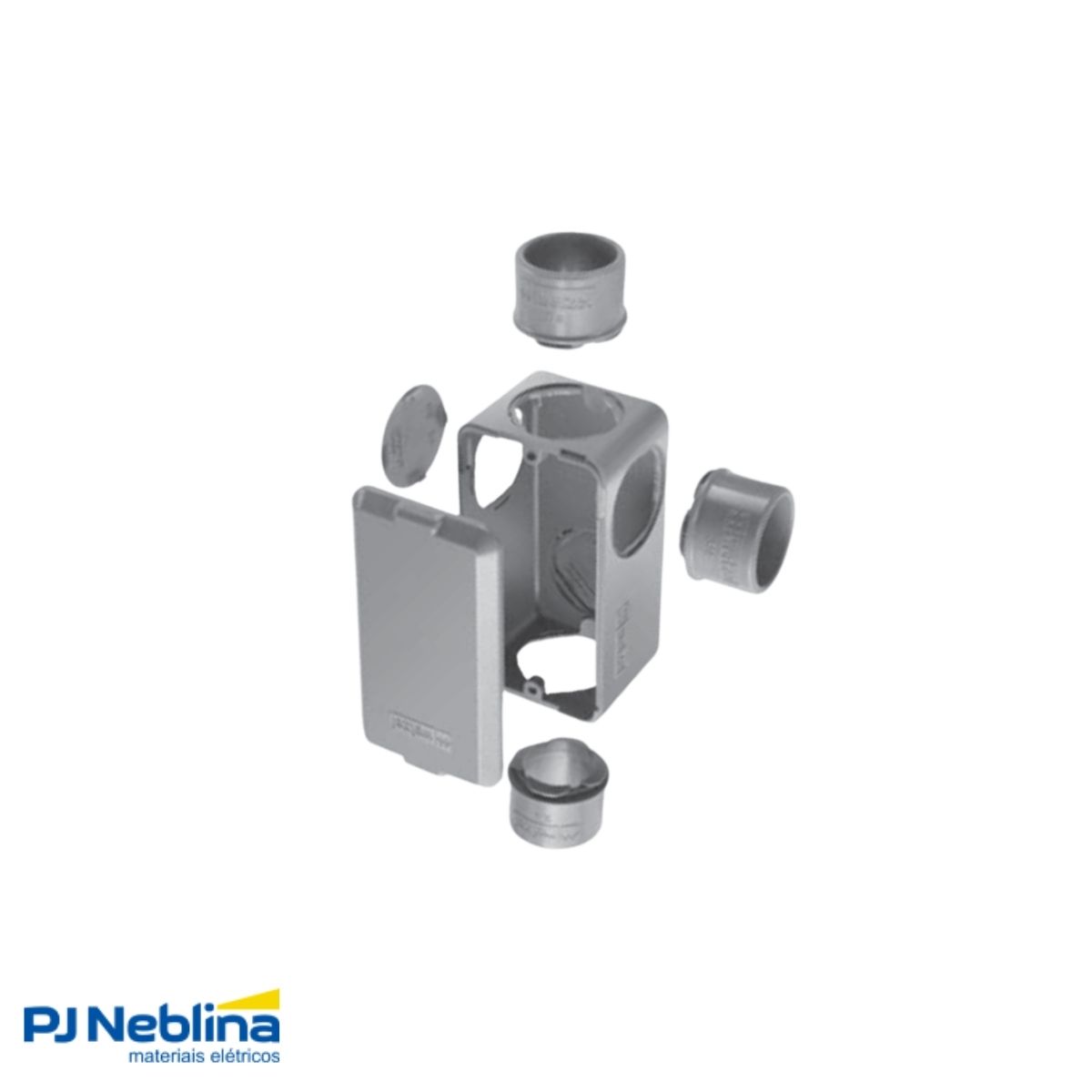 Condulete Pvc Múltiplo 3/4 Cinza C/2 Conector + 5 Tampões + 2 Interruptor Simples + 1 Tom 20A - Wetzel