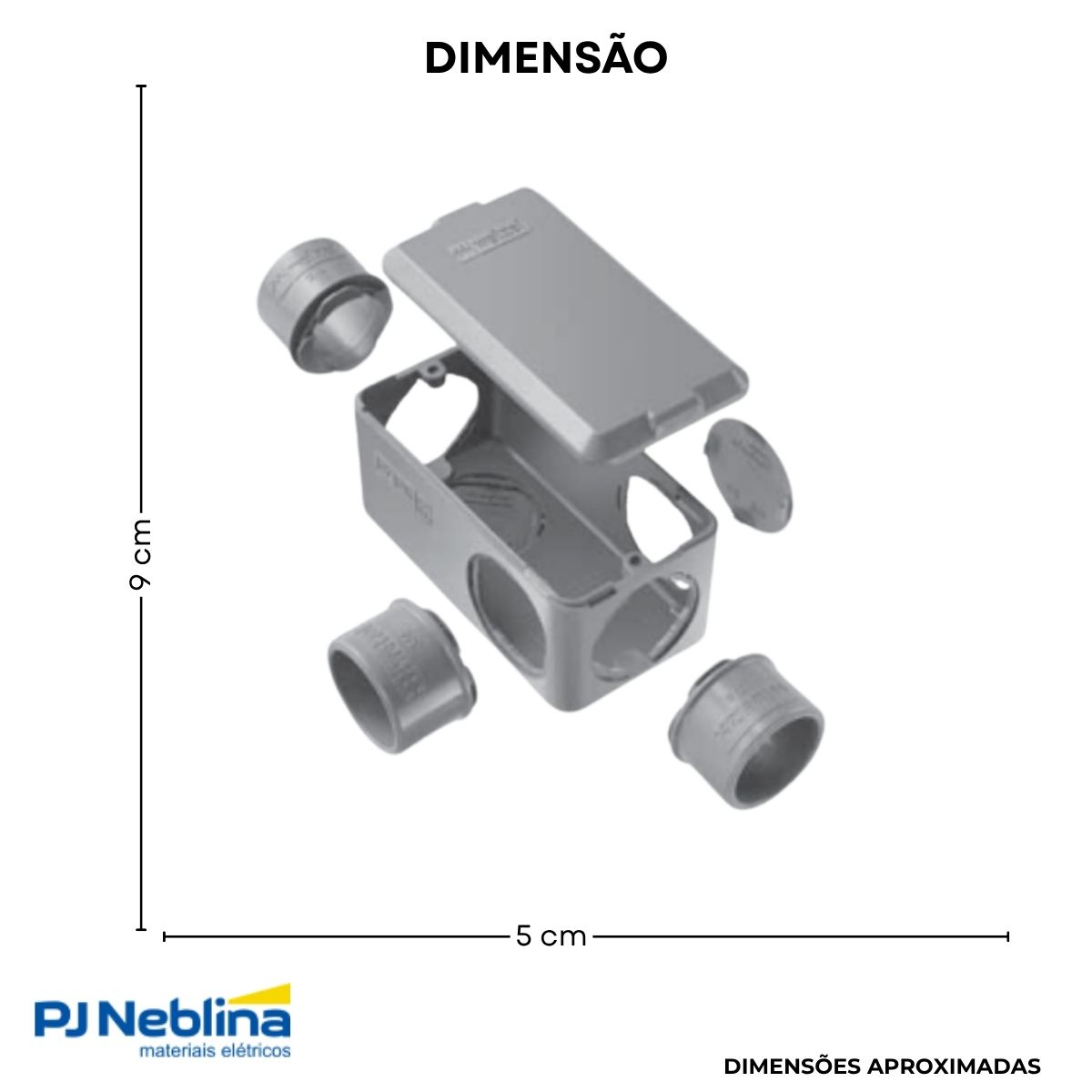 Condulete Pvc Múltiplo 3/4 Cinza C/2 Conector + 5 Tampões + 2 Interruptor Simples + 1 Tom 20A - Wetzel