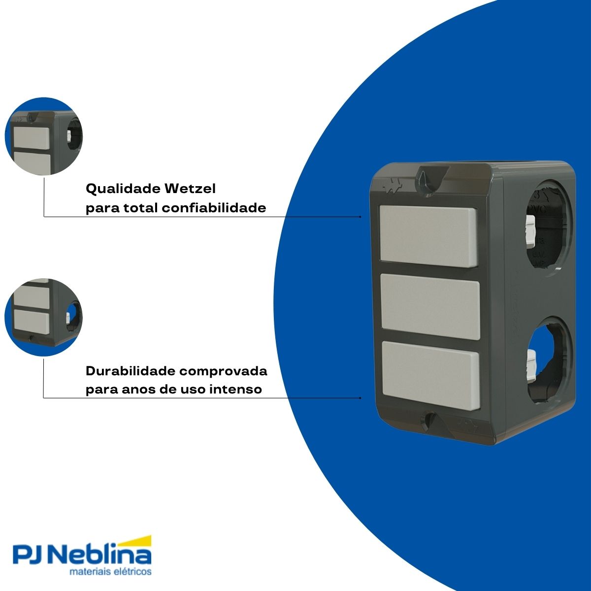Condulete Pvc Múltiplo 3/4 Cinza C/2 Conectores + 5 Tampões + 2 Interruptor Simples - Wetzel