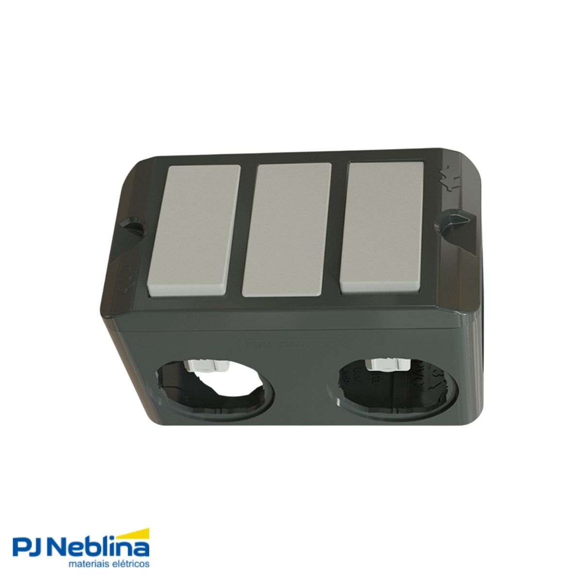 Condulete Pvc Múltiplo 3/4 Cinza C/2 Conectores + 5 Tampões + 2 Interruptor Simples - Wetzel