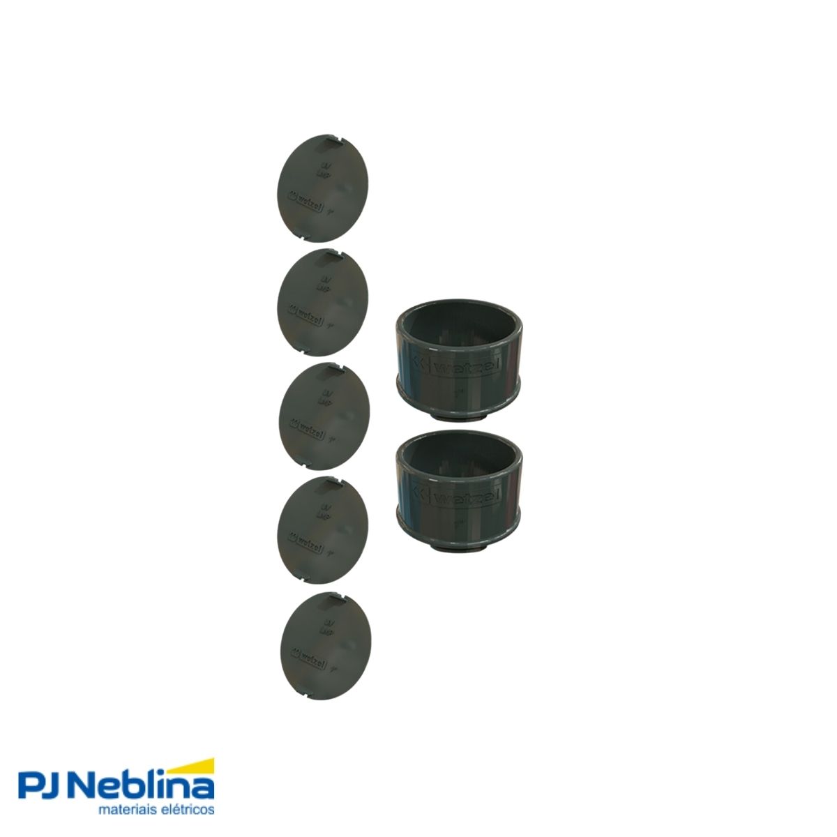 Condulete Pvc Múltiplo 3/4 Cinza C/2 Conectores + 5 Tampões + 2 Interruptor Simples - Wetzel