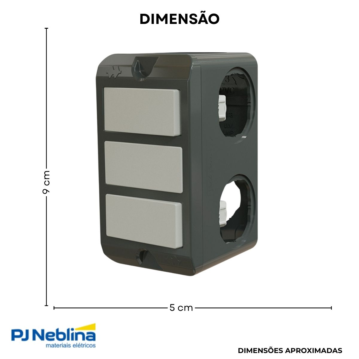 Condulete Pvc Múltiplo 3/4 Cinza C/2 Conectores + 5 Tampões + 2 Interruptor Simples - Wetzel