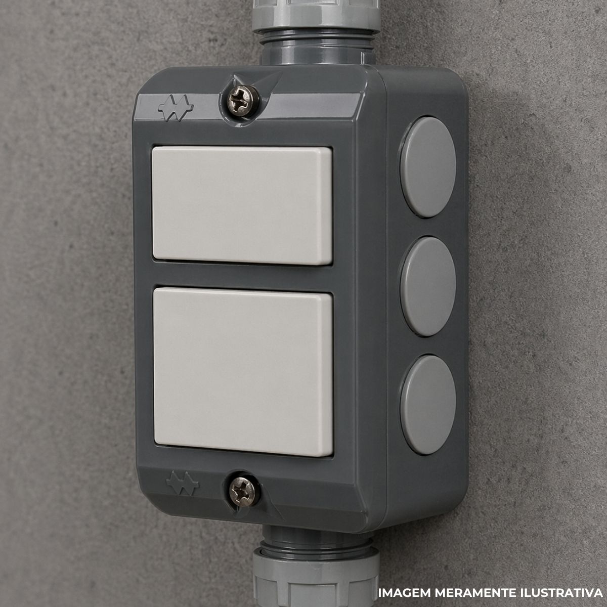 Condulete Pvc Múltiplo 3/4 Cinza C/2 Conectores + 5 Tampões + 2 Interruptor Simples - Wetzel