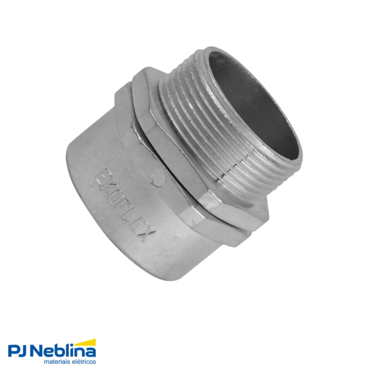 Conector Eletroduto Macho Zamak Zincado 3/4 Bsp Reto Giratório - Ekoflex
