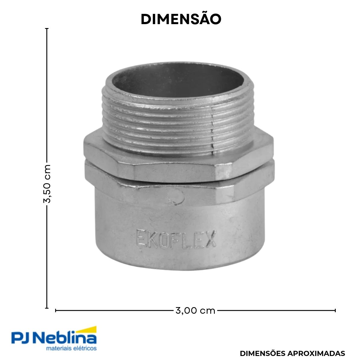 Conector Eletroduto Macho Zamak Zincado 3/4 Bsp Reto Giratório - Ekoflex