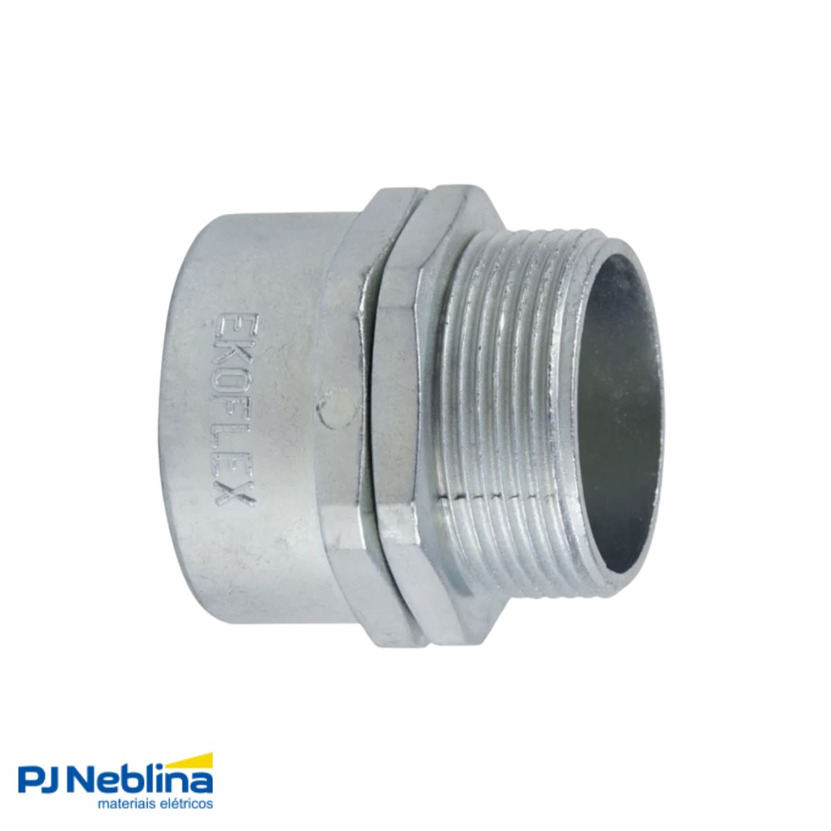 Conector Eletroduto Macho Zamak Zincado 1Pol Bsp Reto Giratório - Ekoflex