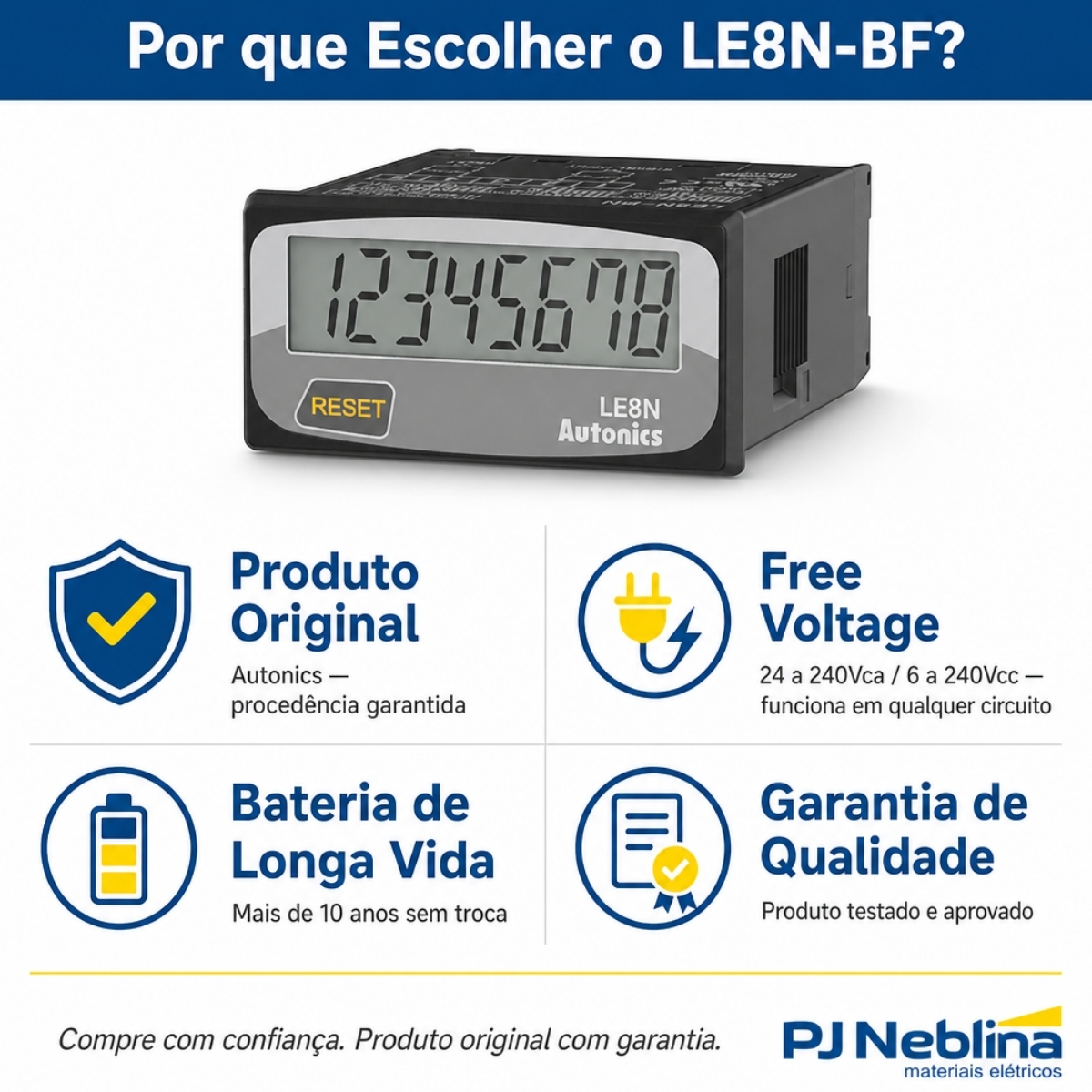Horimetro Le8N-Bf Modelo-01 Mm 24Vca - Autonics