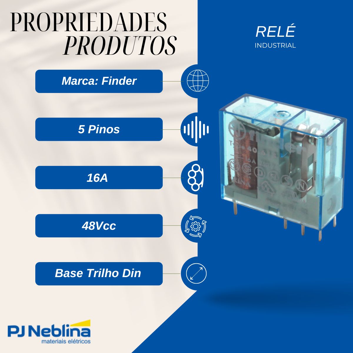 Rele Industrial Potencia 16a 48vcc 1 Rev (spdt)