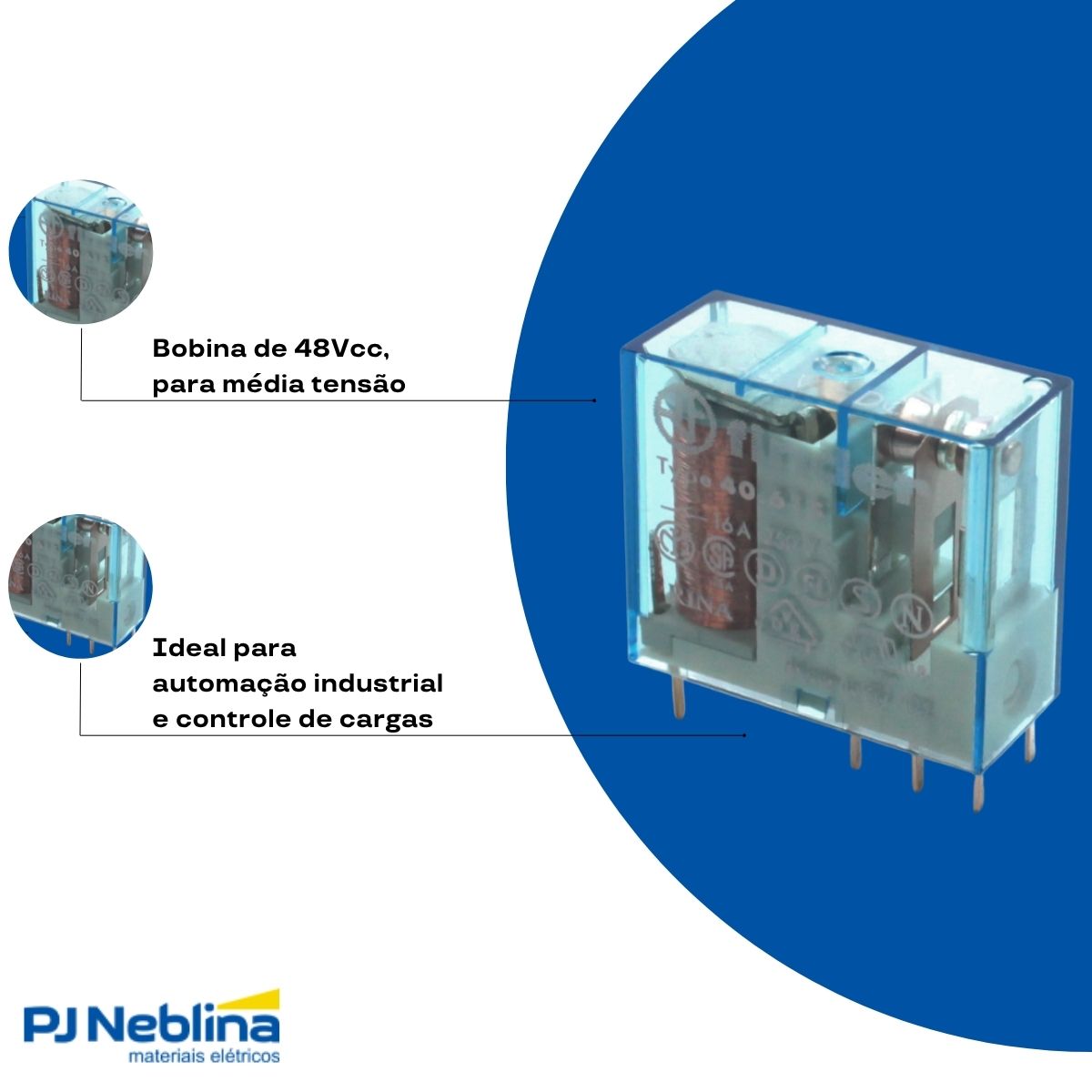 Rele Industrial Potencia 16a 48vcc 1 Rev (spdt)