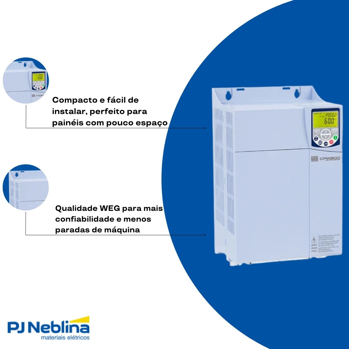 Inversor Frequência Trifásico 200-240V 50/60Hz 56A 15Kw C/Frenagem - Weg