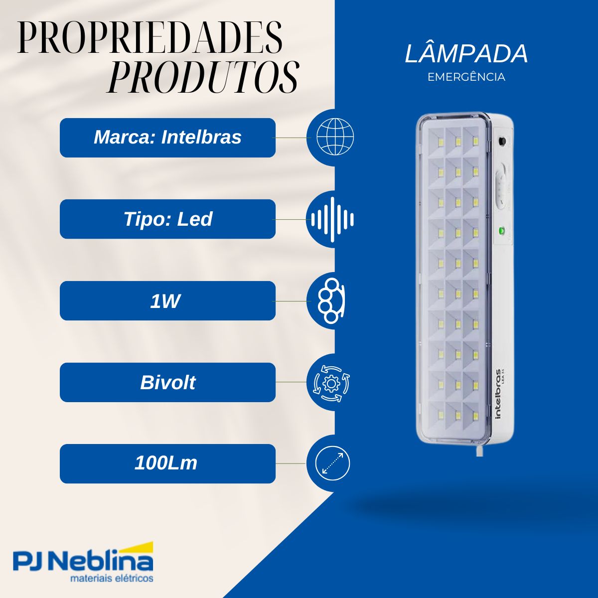 Luminaria Emergencia Led Aclaram Portatil 1w Bivolt 100lm 4h