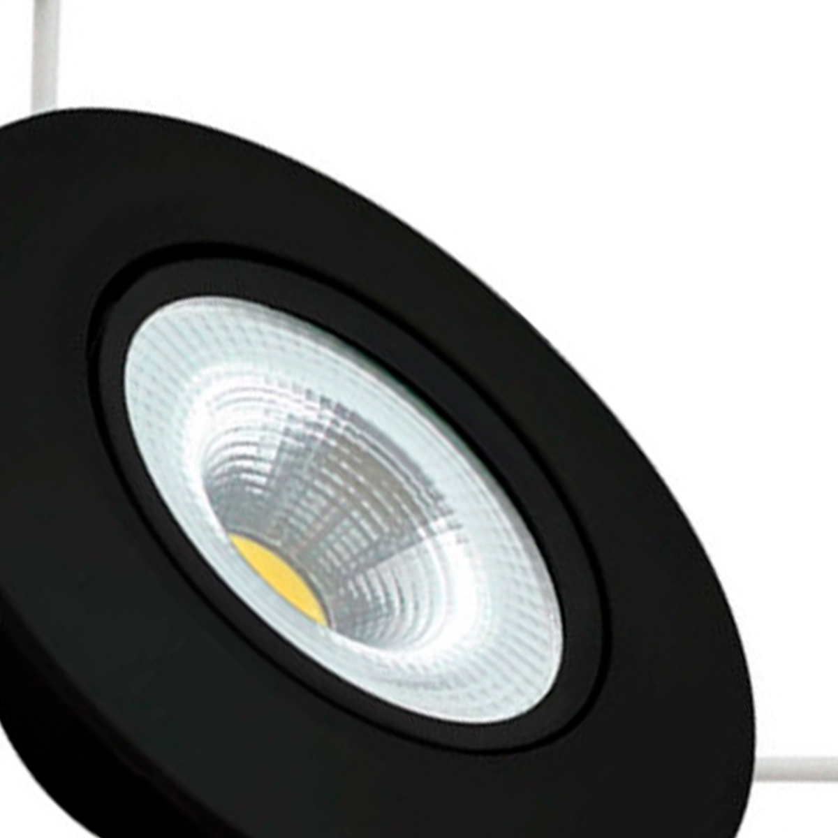 Luminária Spot Led Embutir Redondo Preto Fosco 5W Bivolt Luz Amarela 3000K 400Lm - Avant