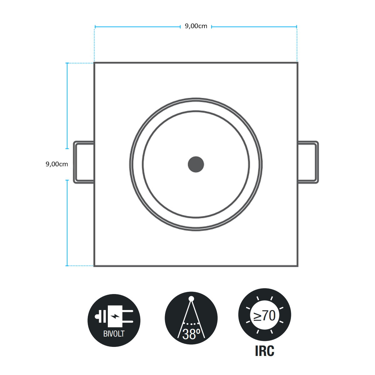 Luminária Spot Led Embutir Quadrado Branco 5W Bivolt Luz Neutra 4000K 400Lm Foco Direcionável - Avant