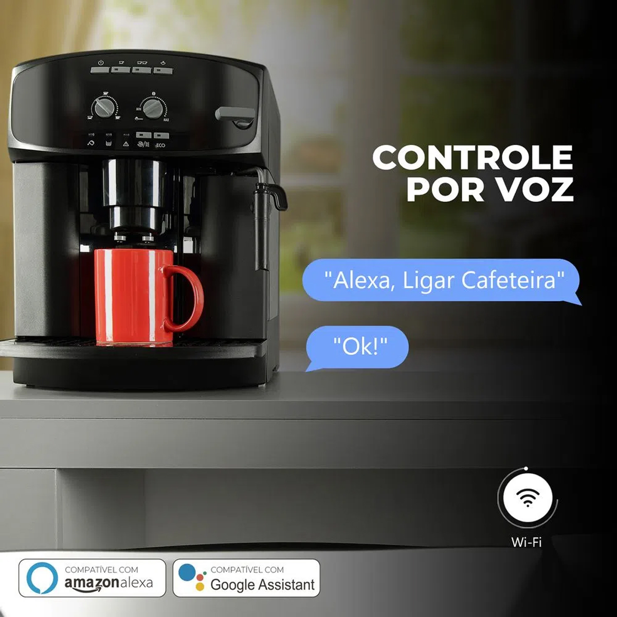 Tomada Inteligente Smart 10A Bivolt Branco Wifi Com Assistente Virtual Alexa/Google - Ekaza