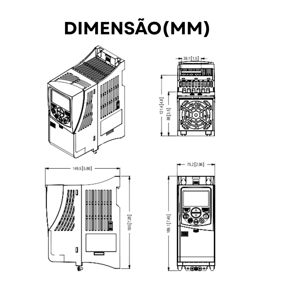 Inversor Frequência Trifásico 200-240V 50/60Hz 9,6A 2,2Kw - Weg