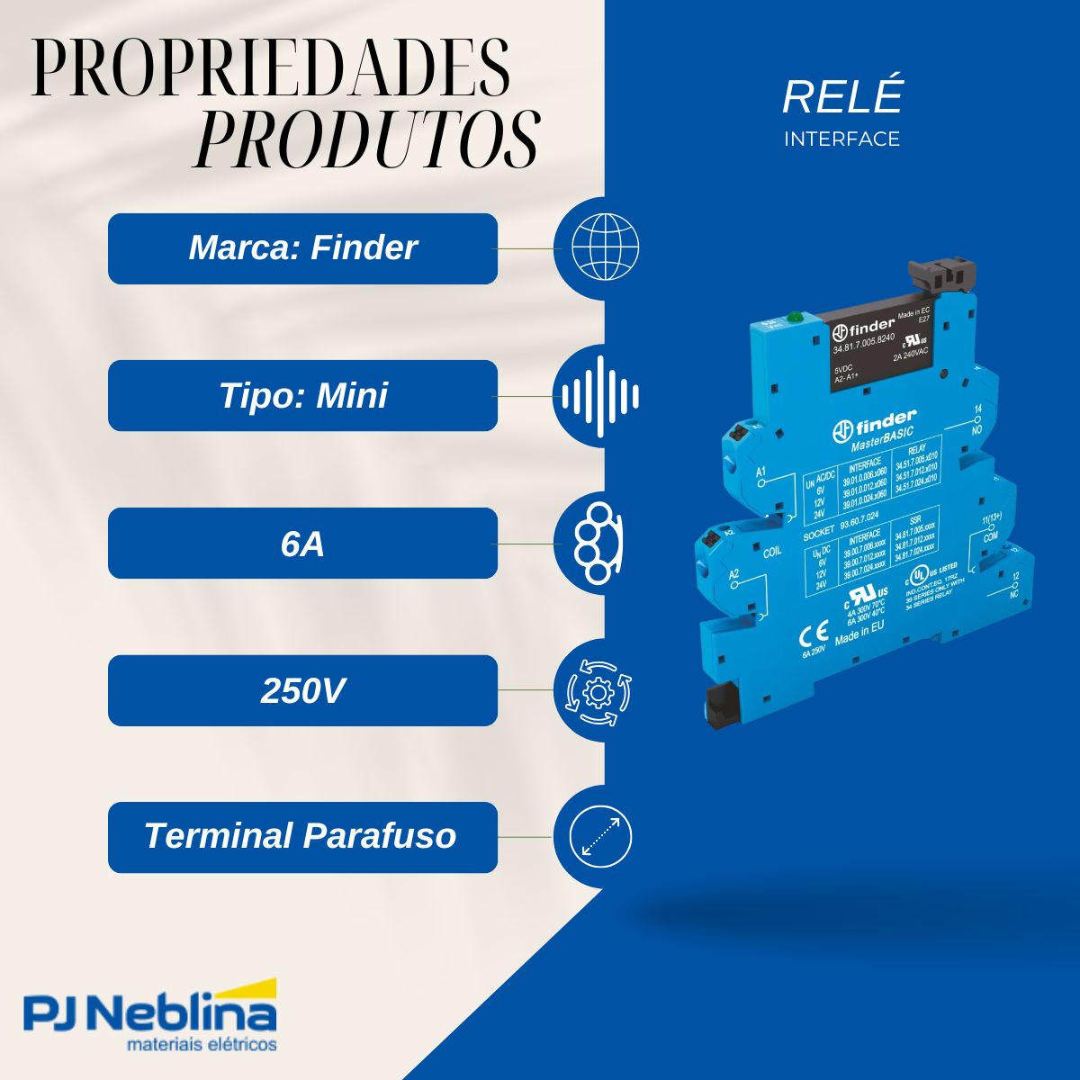 Rele Interface Mini Modular 6a 125vca/cc 1na Agni