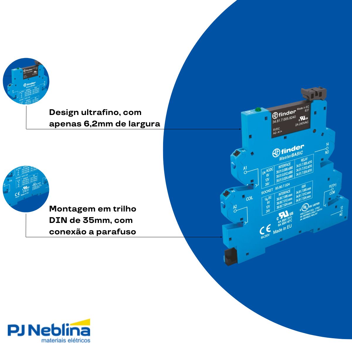 Rele Interface Mini Modular 6a 125vca/cc 1na Agni