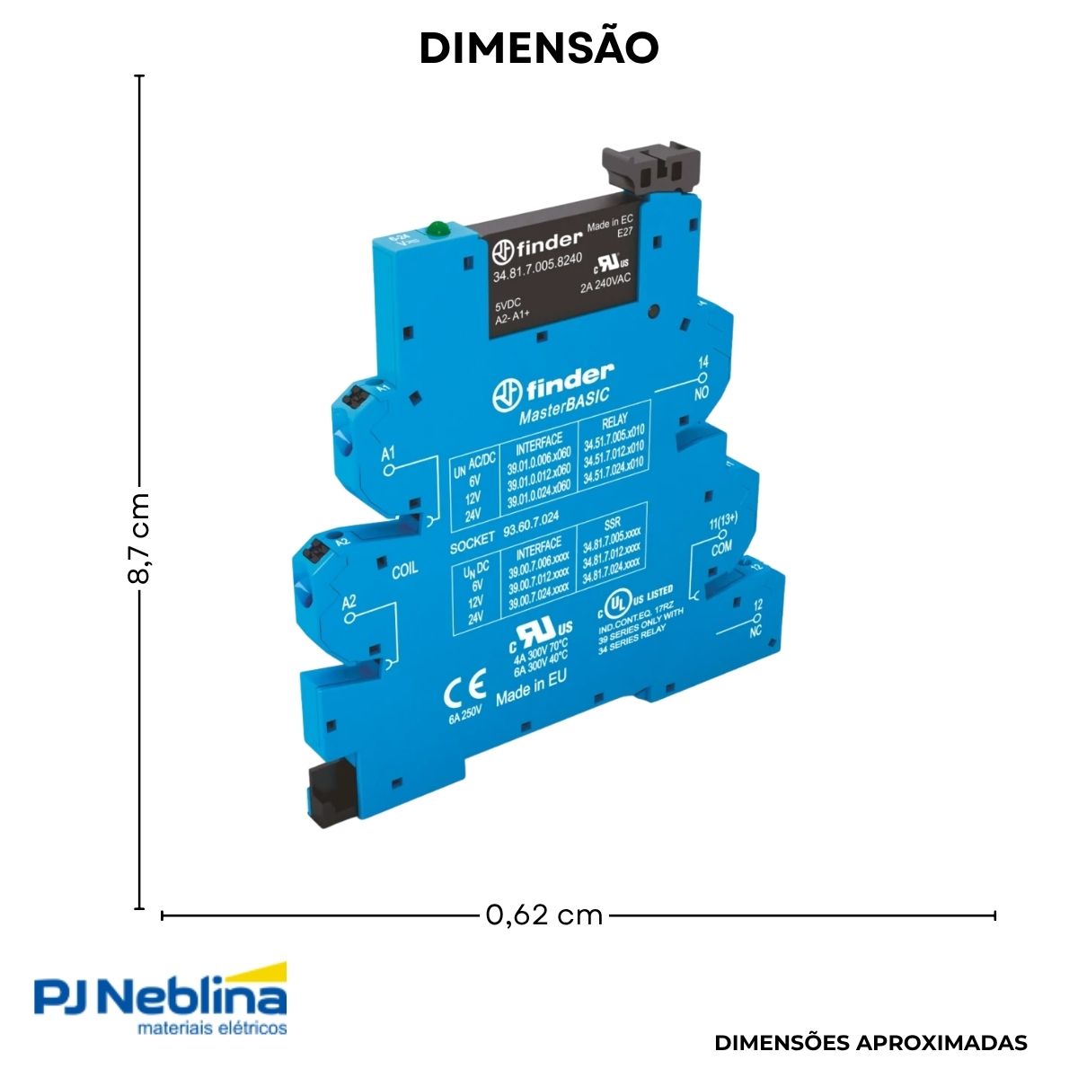 Rele Interface Mini Modular 6a 125vca/cc 1na Agni