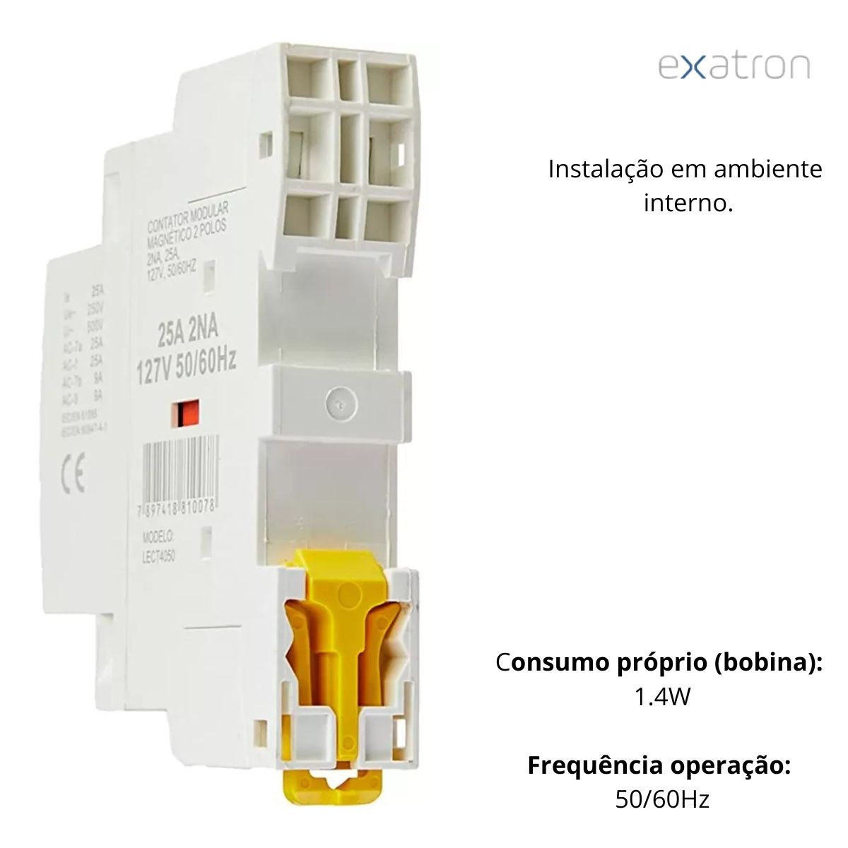 Contator Modular 2P 25A 2Na 127V 50/60Hz LECT4050 - Exatron