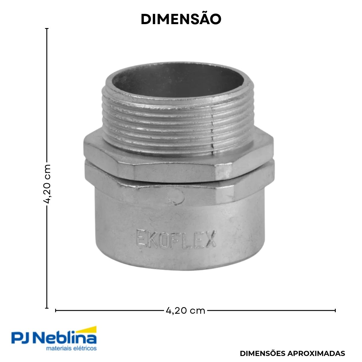 Conector Eletroduto Macho Zamak Zincado 3/4 Npt Reto Giratório - Ekoflex