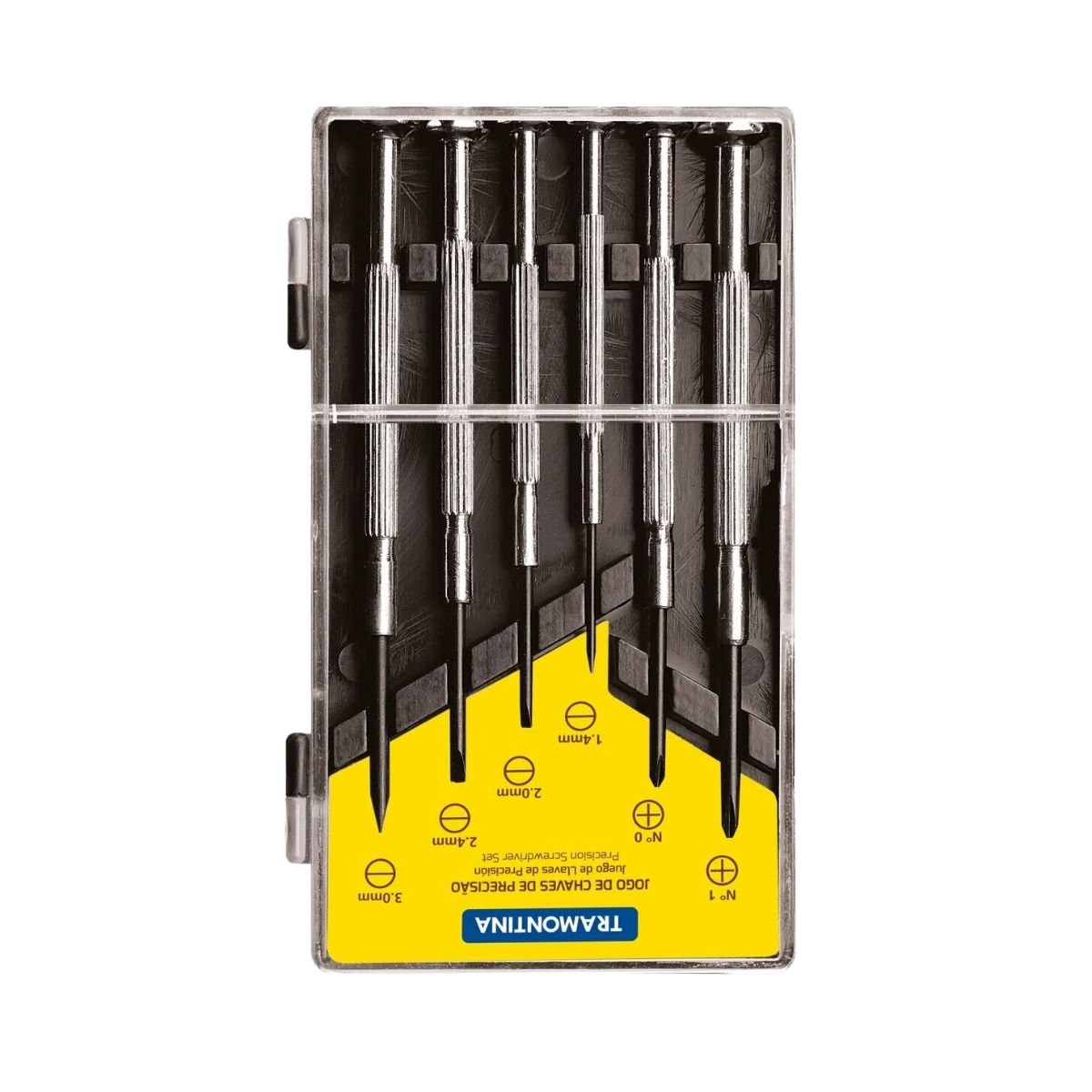 Jogo Chave Precisão 4 Com Ponta Chata E 2 Com Ponta Cruzada Haste Aço Cromo Vanádio 0-3Mm Embalagem 6 Peças 41905306 Tramontina