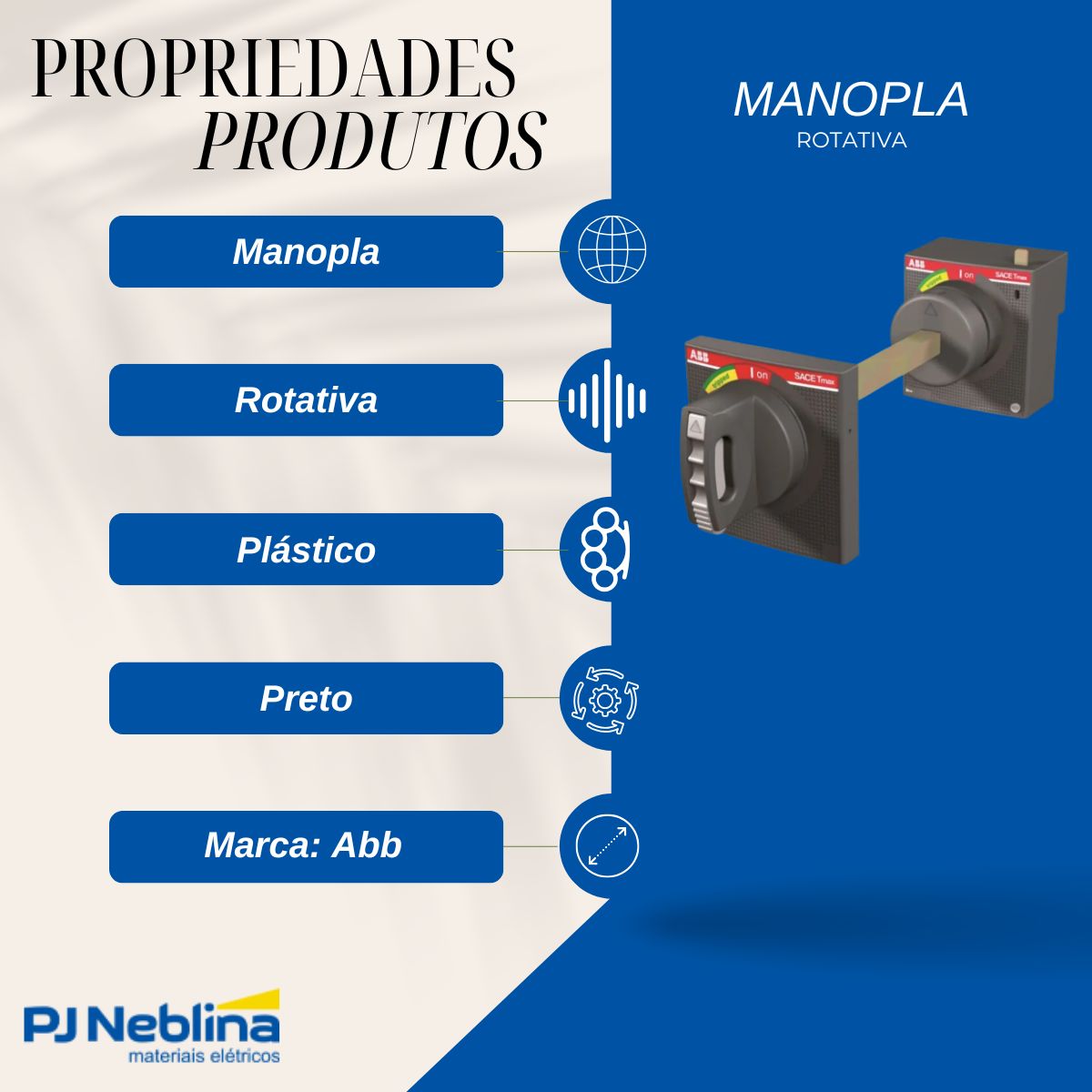 Manopla Rotativa Plastico Disj Tensao Inferior 72 5kv