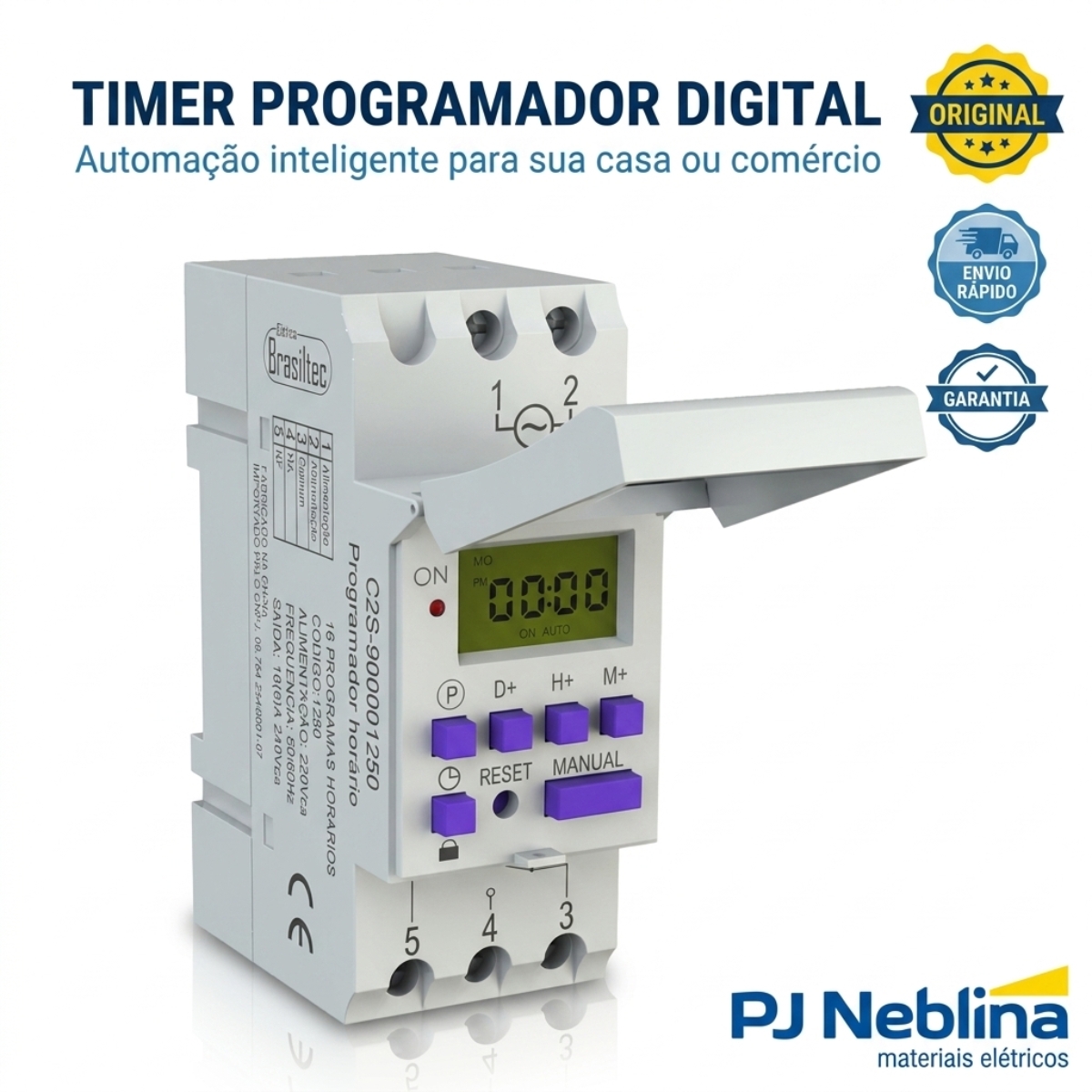 Timer Programador Horario Digital 16 Programas 220vca 1 Cont
