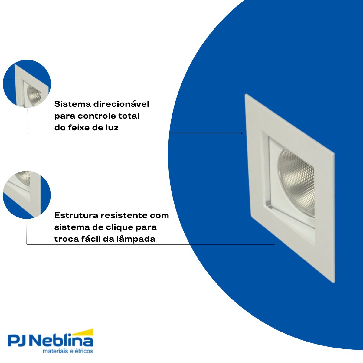 Luminária Spot Embutir Quadrado Branco P/Lâmpada Par30 75W E27 Bivolt Foco Direcionável/Recuado - Golight