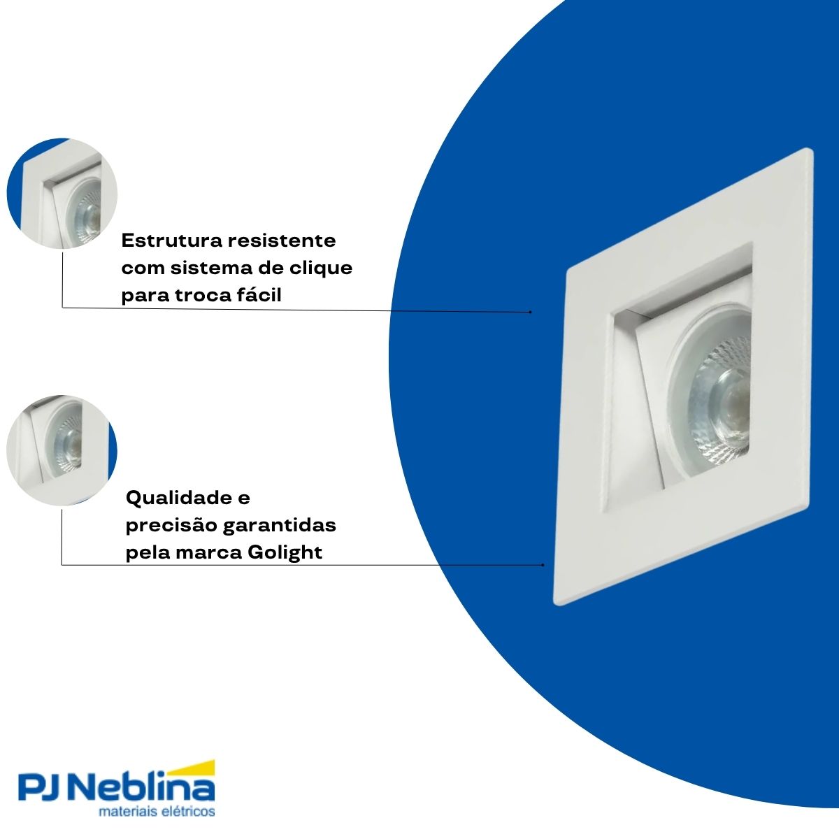 Luminária Spot Embutir Quadrado Branco P/Lâmpada Dicroica 35W Gu10 Foco Direcionável/Recuado - Golight