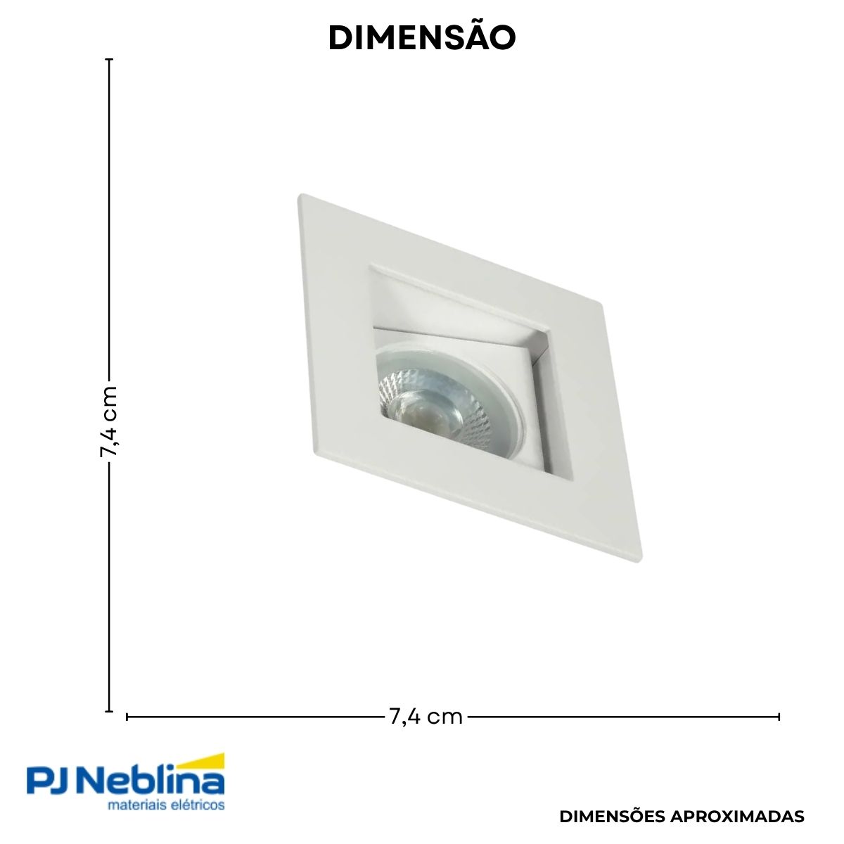 Luminária Spot Embutir Quadrado Branco P/Lâmpada Dicroica 35W Gu10 Foco Direcionável/Recuado - Golight