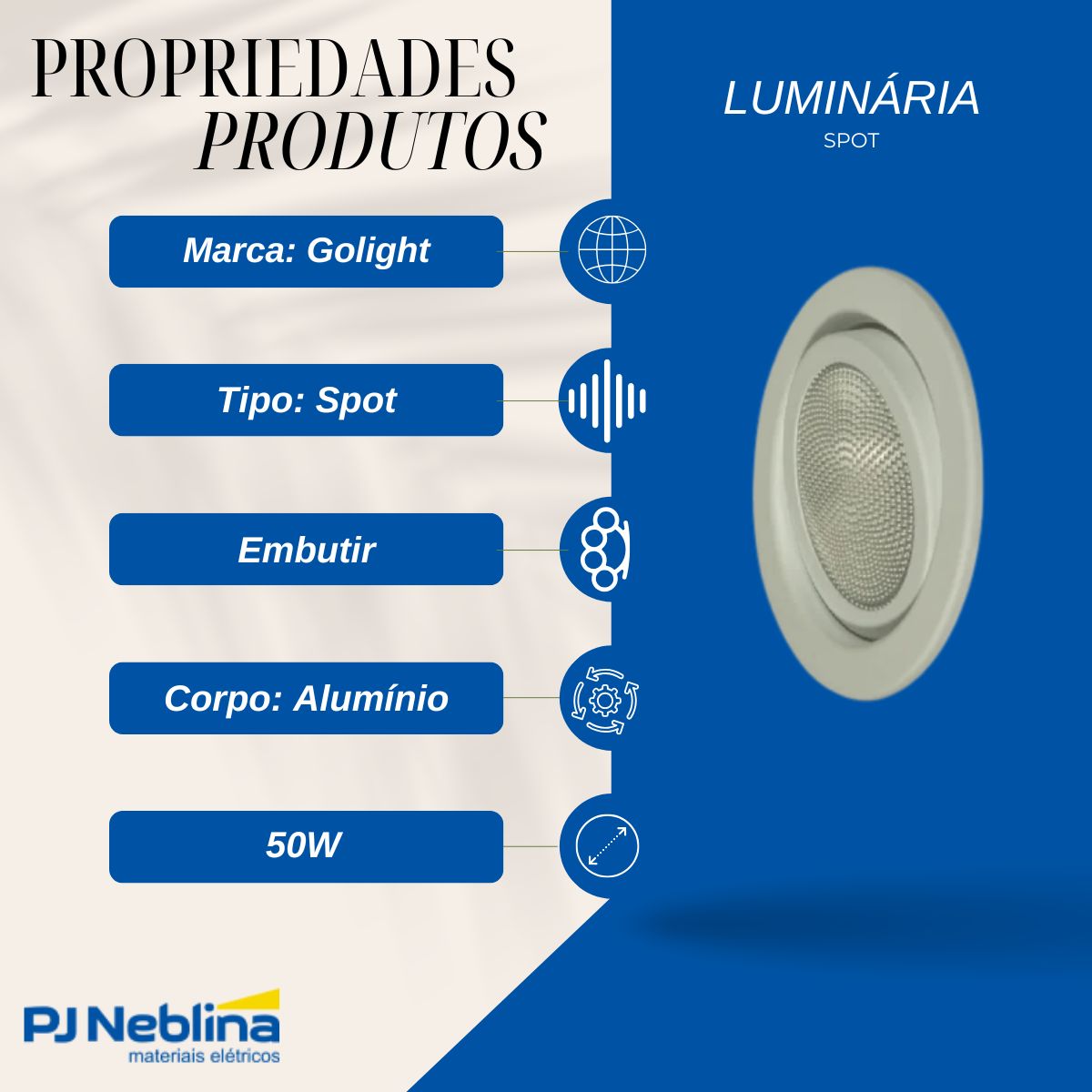Luminária Spot Embutir Redondo Branco P/Lâmpada Par20 50W E27 Foco Direcionável - Golight