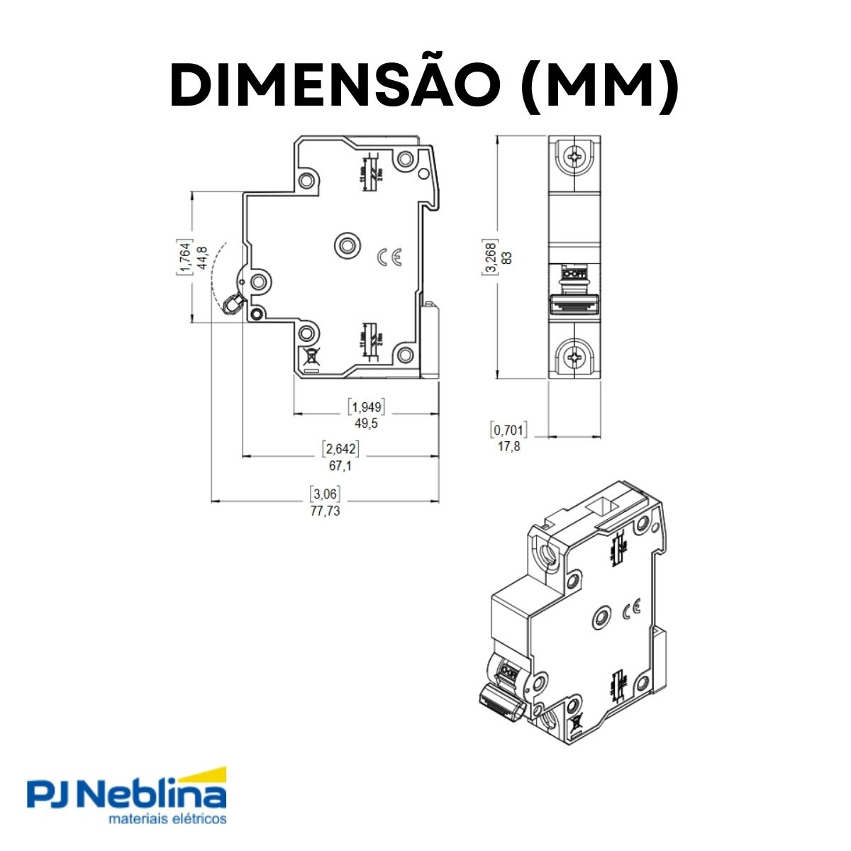 Disjuntor Mini Din Unipolar 6A Curva C 5Ka 230/400V - Weg