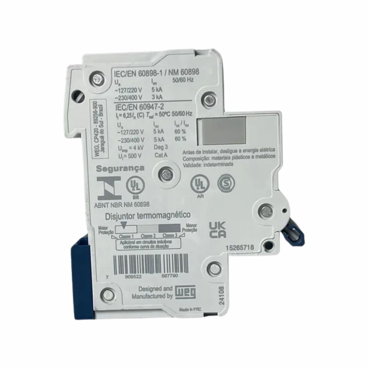 Disjuntor Mini Din Bipolar 4A Curva C 3Ka 230/400V -  Weg