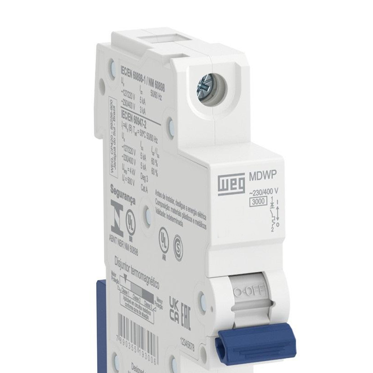 Disjuntor Mini Din Unipolar 25A Curva C 5Ka 230/400V 50/60Hz Weg