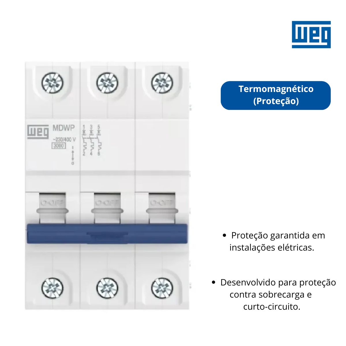 Disjuntor Mini Din 3P 63A 230/400V Curva C 5Ka 15265767 - Weg