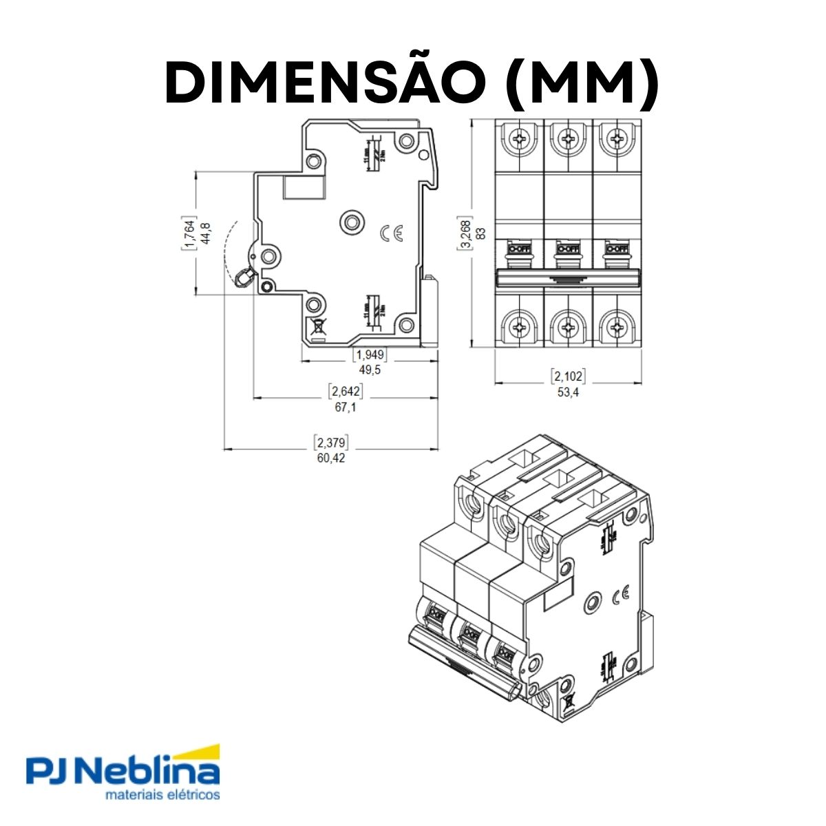 Disjuntor Mini Din Tripolar 25A Curva C 5Ka 230/400V - Weg