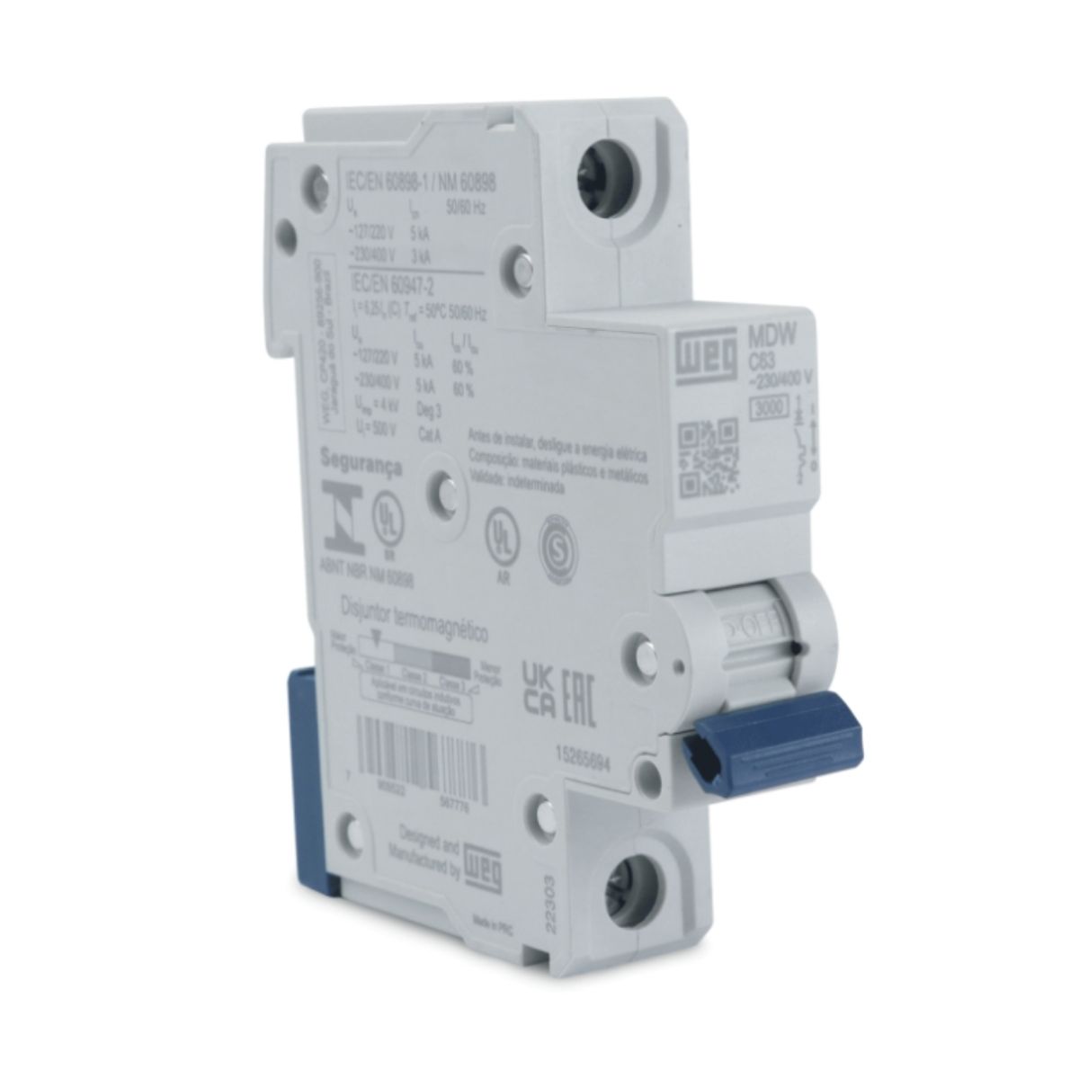 Disjuntor Mini Din Unipolar 63A Curva C 5Ka 230/400V - Weg