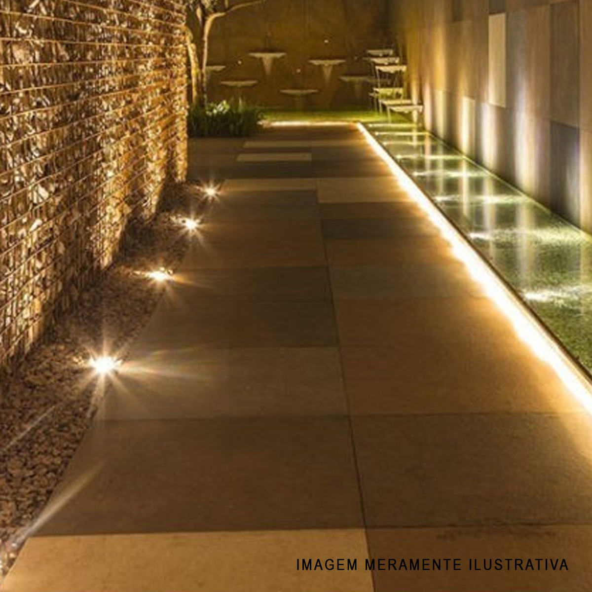 Luminária Solo Led Embutir Redondo Preto 1W Bivolt 6000K Branco Frio 70Lm Difusor Vidro - Gaya